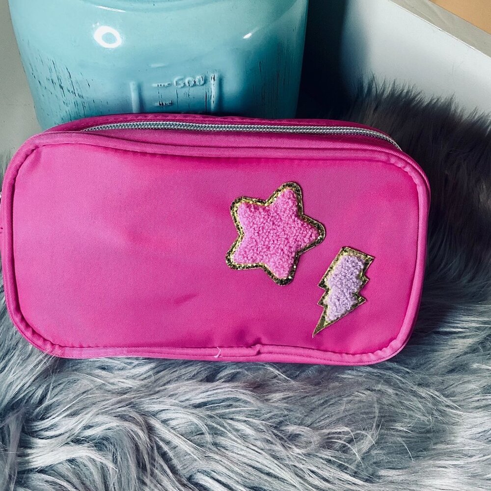 InMocean Bag Faux Sherpa Star + Lightning Bolt Metallic Gold Glitter Barbiecore